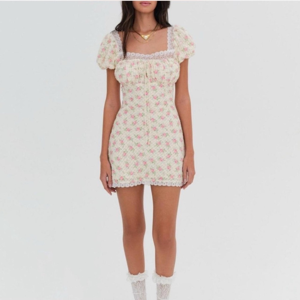 For Love And Lemons Pink Floral Mini Dress